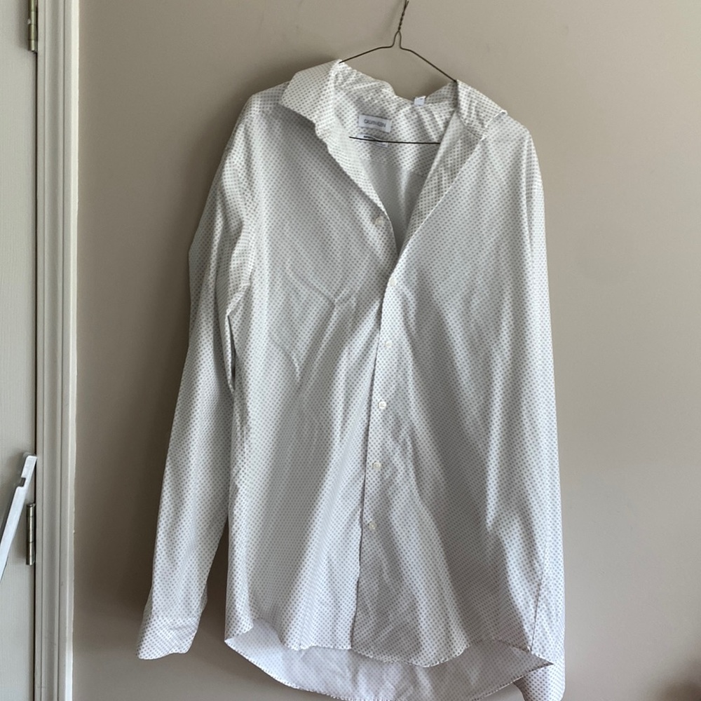 White Patterned Calvin Klein Button Up